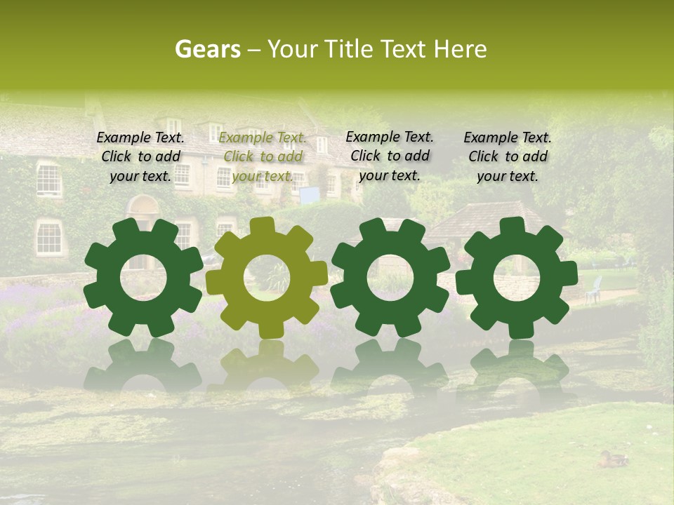 A House With A Pond In Front Of It PowerPoint Template