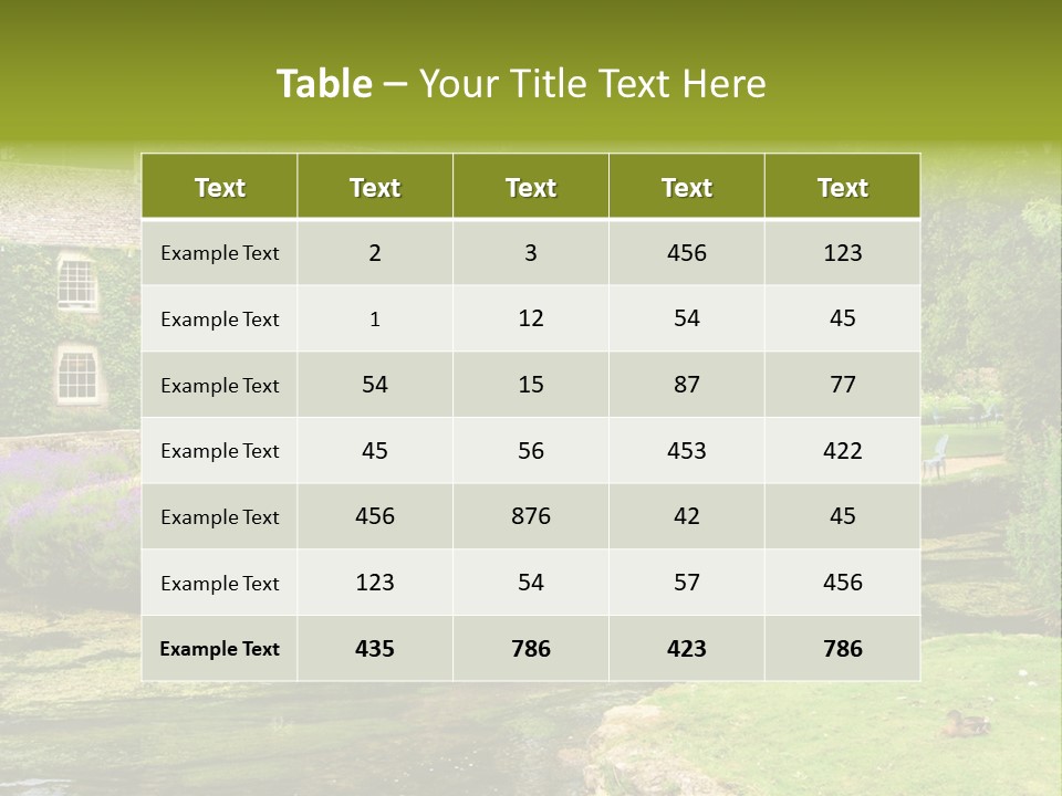 A House With A Pond In Front Of It PowerPoint Template