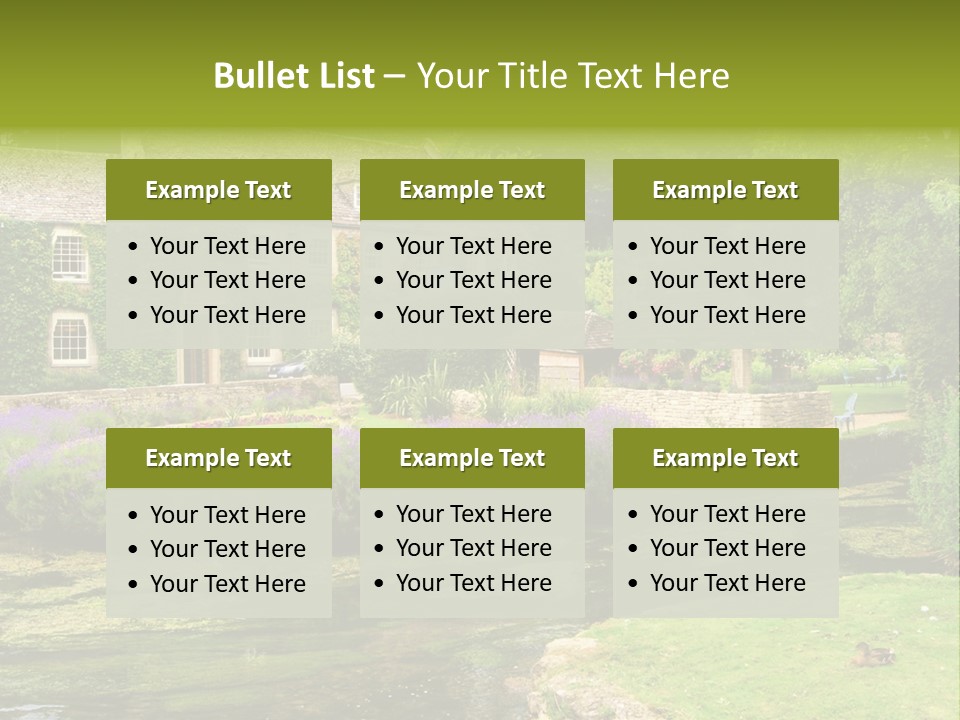 A House With A Pond In Front Of It PowerPoint Template