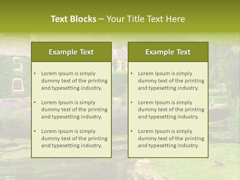 A House With A Pond In Front Of It PowerPoint Template