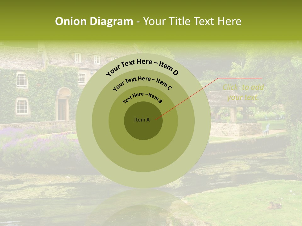 A House With A Pond In Front Of It PowerPoint Template