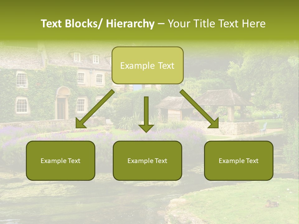 A House With A Pond In Front Of It PowerPoint Template