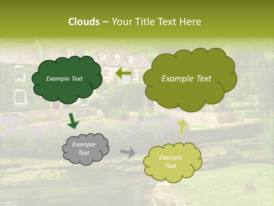 A House With A Pond In Front Of It PowerPoint Template
