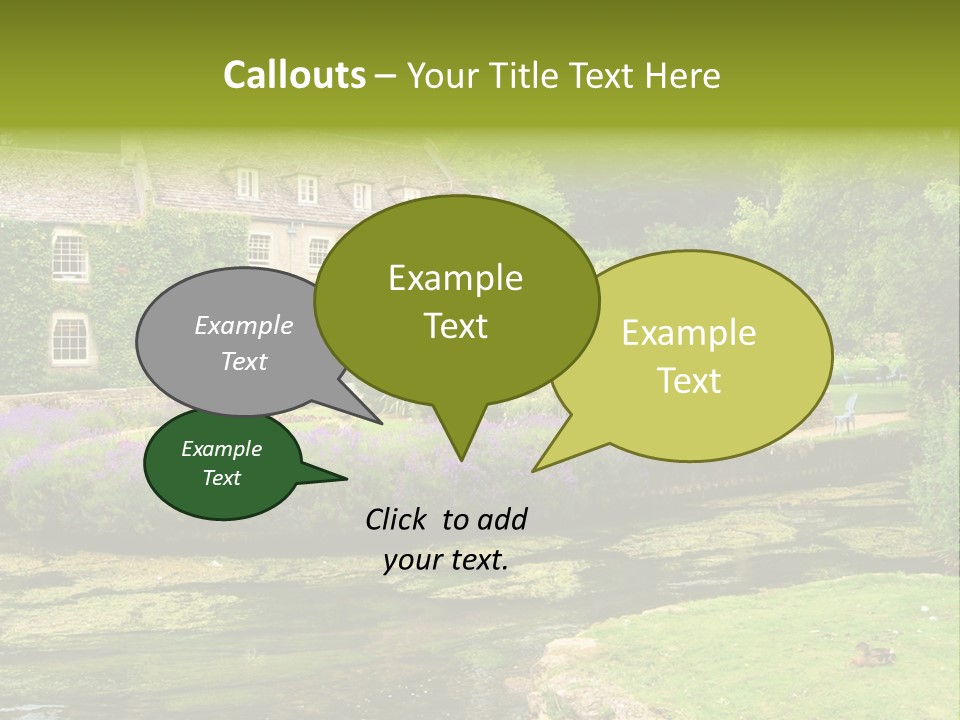 A House With A Pond In Front Of It PowerPoint Template