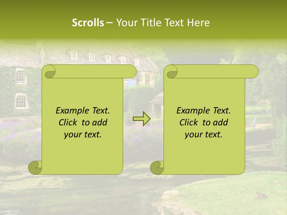 A House With A Pond In Front Of It PowerPoint Template