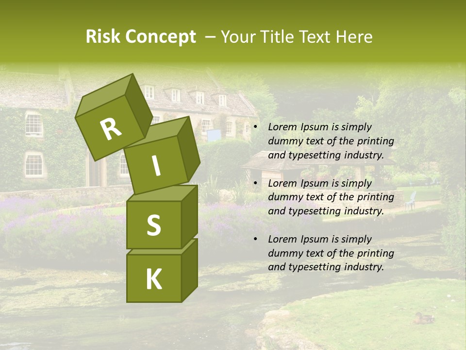 A House With A Pond In Front Of It PowerPoint Template