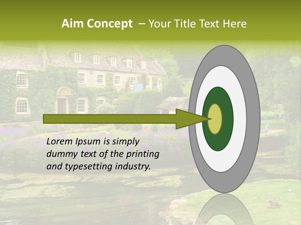 A House With A Pond In Front Of It PowerPoint Template