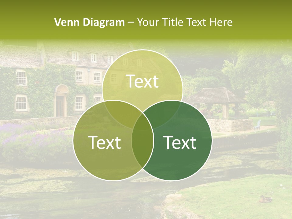 A House With A Pond In Front Of It PowerPoint Template