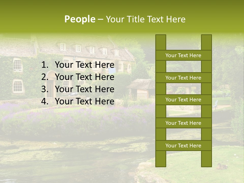 A House With A Pond In Front Of It PowerPoint Template