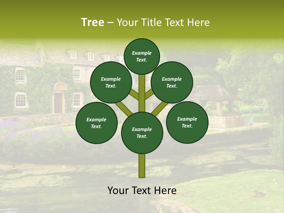 A House With A Pond In Front Of It PowerPoint Template