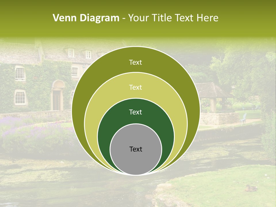 A House With A Pond In Front Of It PowerPoint Template