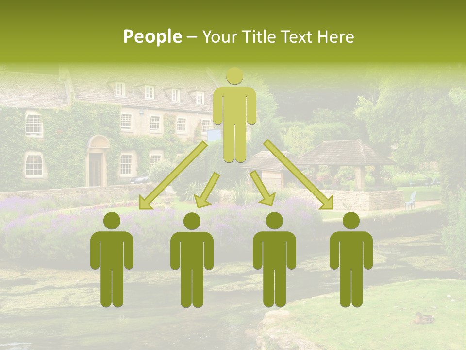 A House With A Pond In Front Of It PowerPoint Template