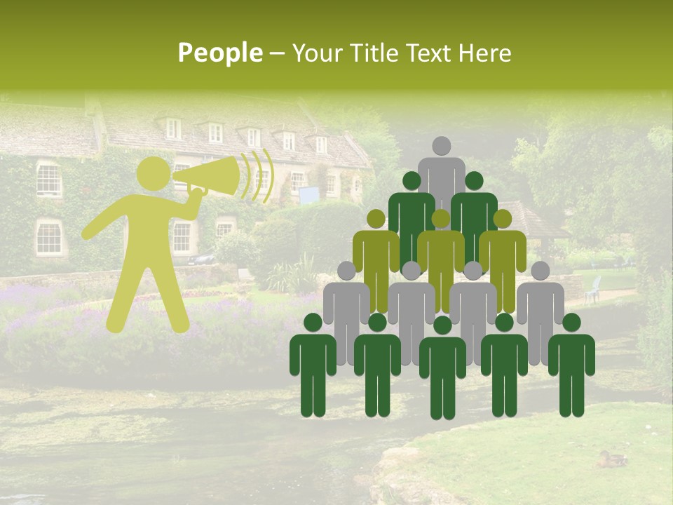 A House With A Pond In Front Of It PowerPoint Template