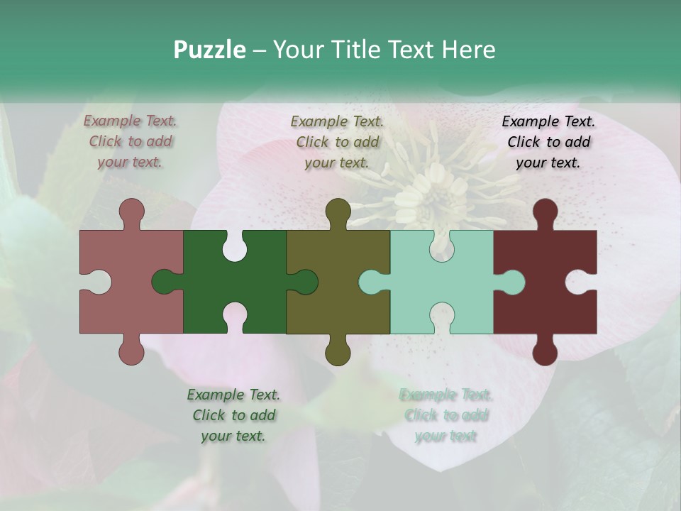 A Pink Flower With Green Leaves On It PowerPoint Template
