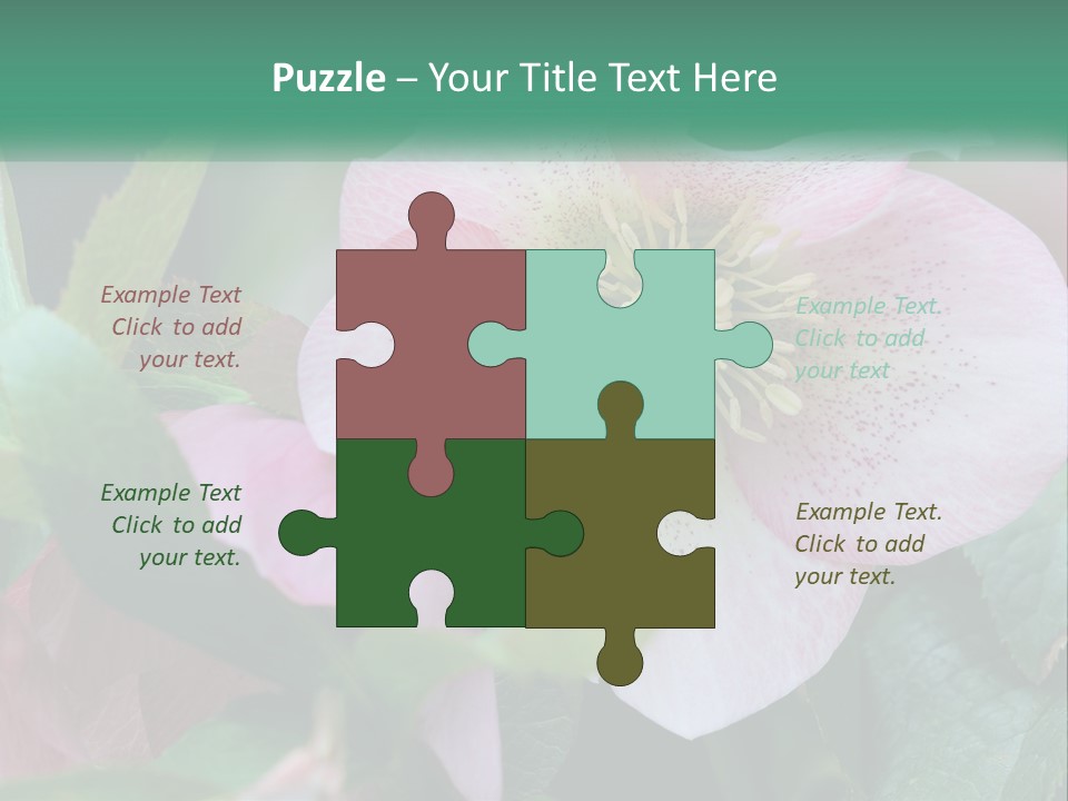 A Pink Flower With Green Leaves On It PowerPoint Template