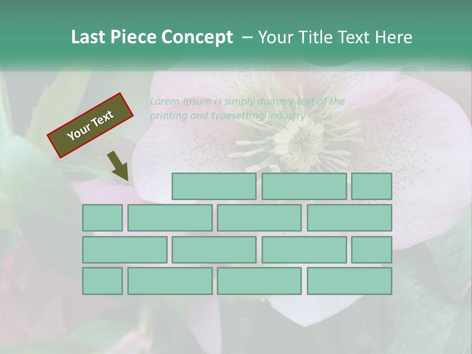 A Pink Flower With Green Leaves On It PowerPoint Template