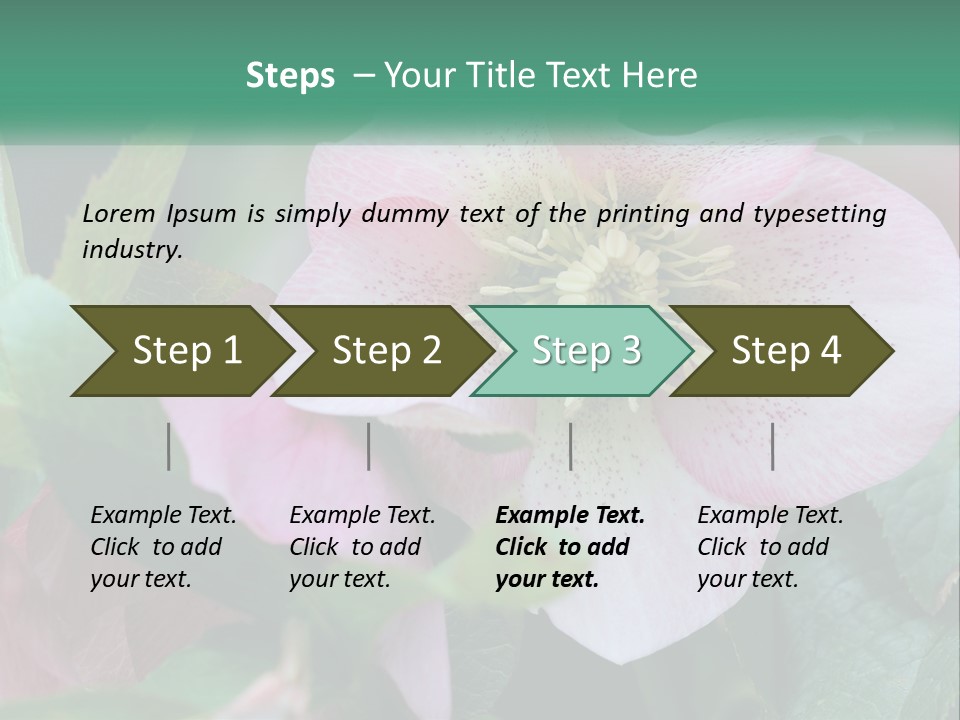 A Pink Flower With Green Leaves On It PowerPoint Template