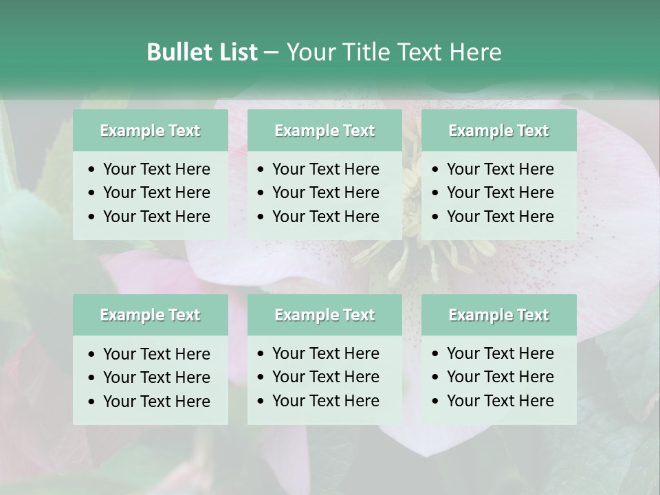 A Pink Flower With Green Leaves On It PowerPoint Template