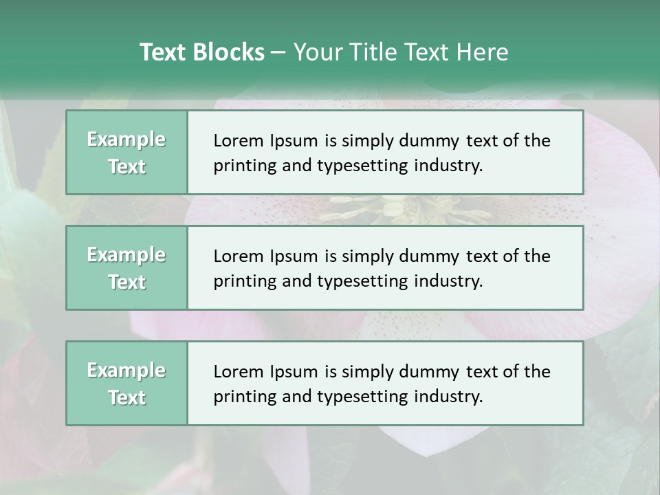 A Pink Flower With Green Leaves On It PowerPoint Template