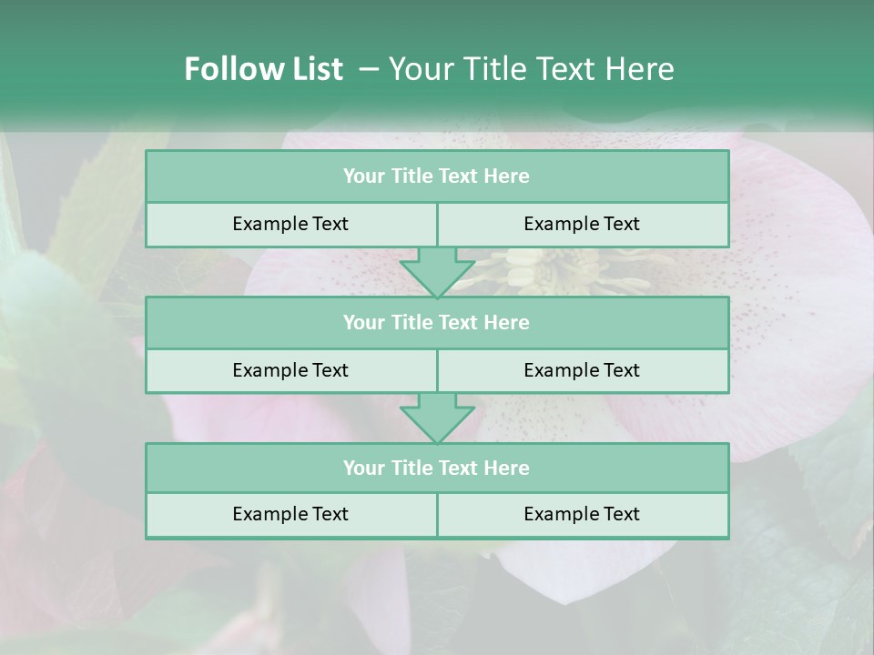 A Pink Flower With Green Leaves On It PowerPoint Template