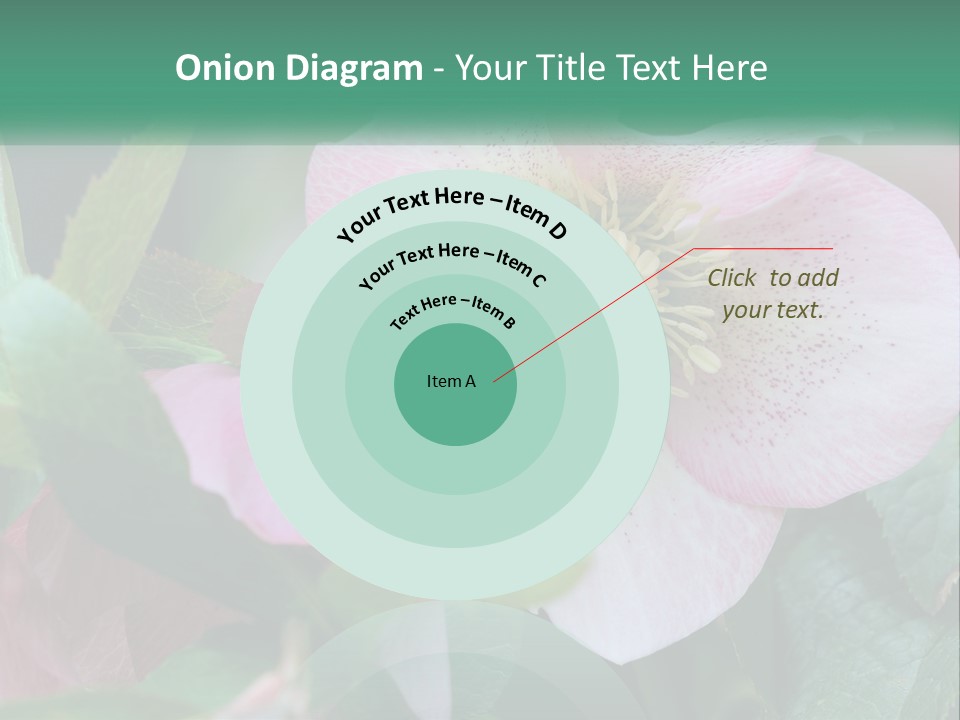 A Pink Flower With Green Leaves On It PowerPoint Template