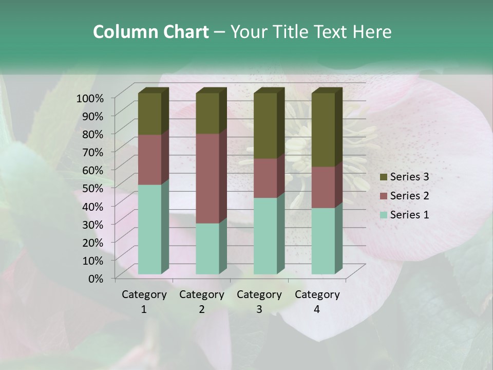 A Pink Flower With Green Leaves On It PowerPoint Template