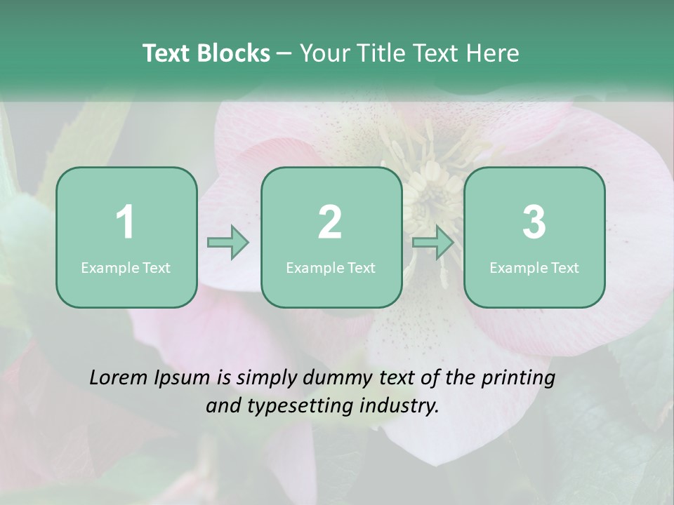 A Pink Flower With Green Leaves On It PowerPoint Template