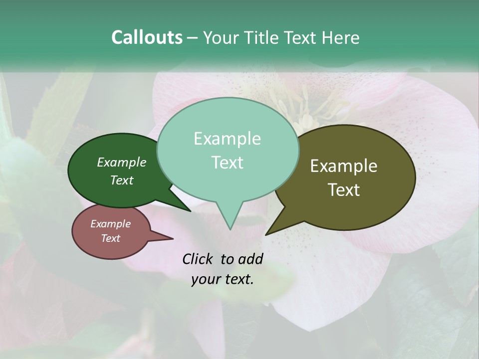 A Pink Flower With Green Leaves On It PowerPoint Template