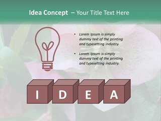 A Pink Flower With Green Leaves On It PowerPoint Template