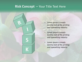 A Pink Flower With Green Leaves On It PowerPoint Template