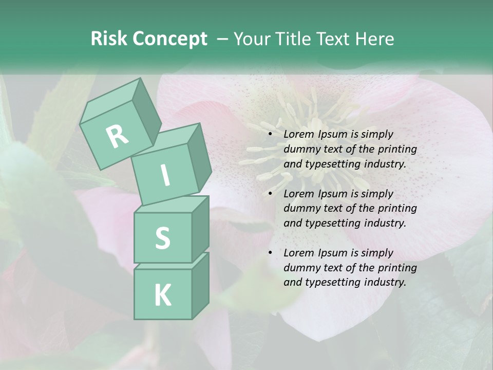 A Pink Flower With Green Leaves On It PowerPoint Template