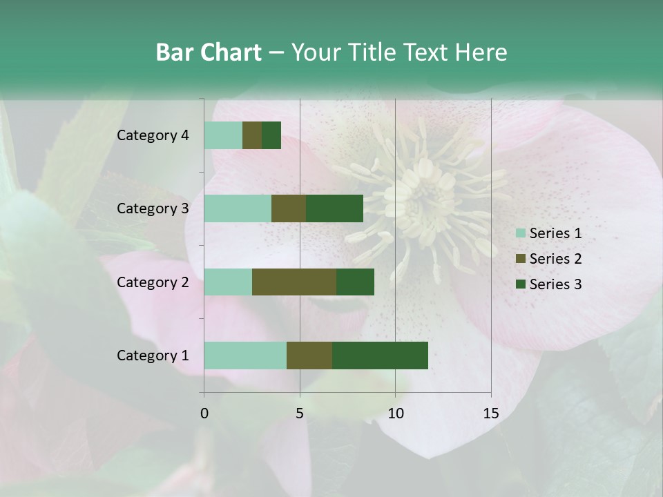 A Pink Flower With Green Leaves On It PowerPoint Template