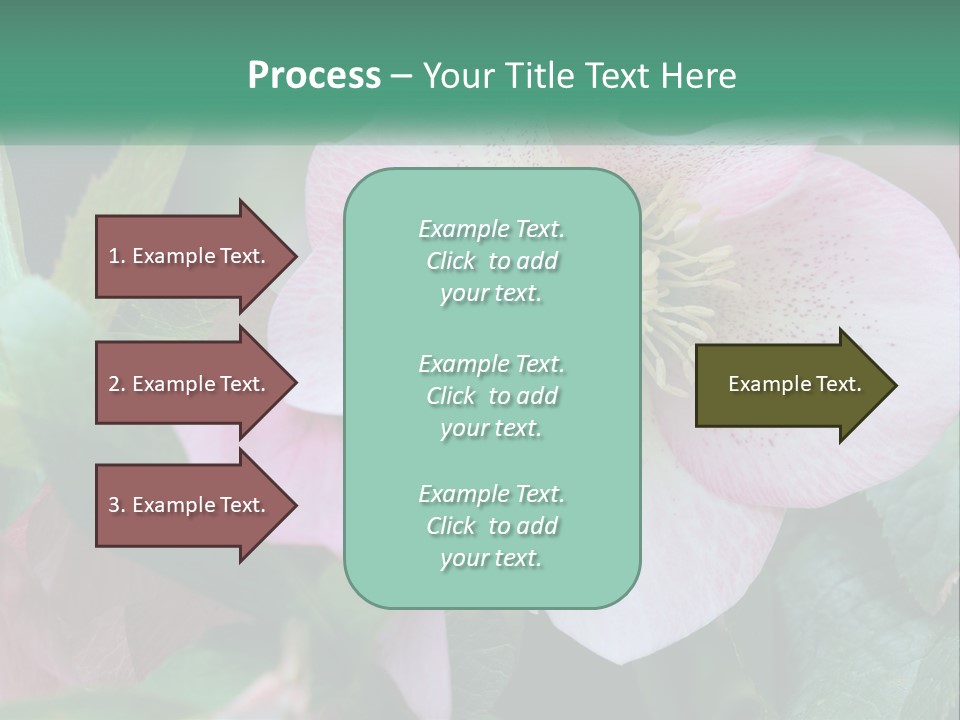 A Pink Flower With Green Leaves On It PowerPoint Template