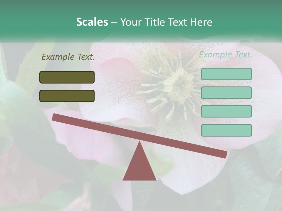 A Pink Flower With Green Leaves On It PowerPoint Template