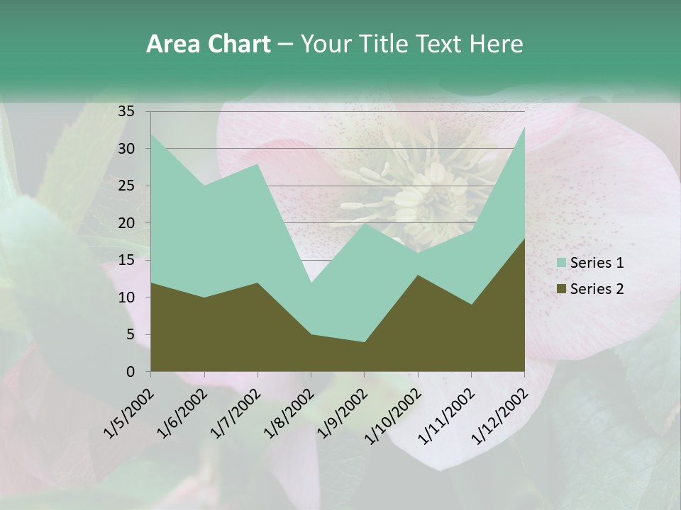 A Pink Flower With Green Leaves On It PowerPoint Template
