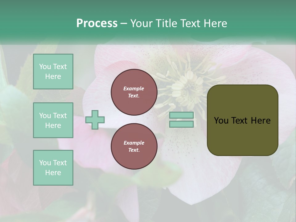 A Pink Flower With Green Leaves On It PowerPoint Template