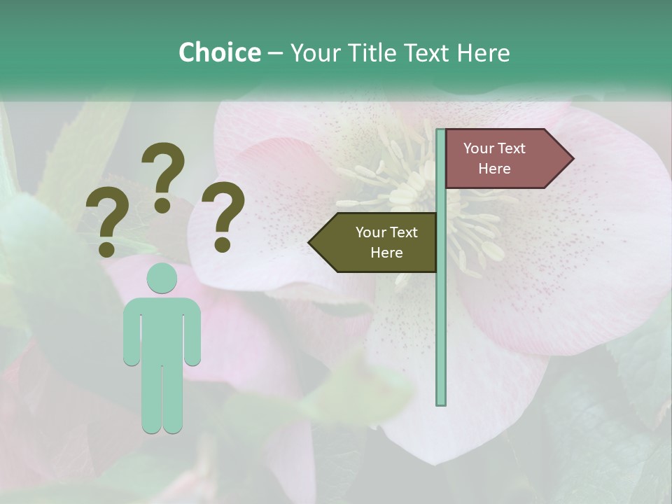 A Pink Flower With Green Leaves On It PowerPoint Template