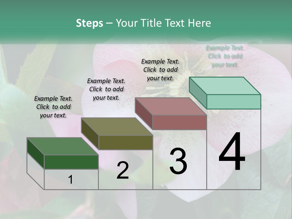 A Pink Flower With Green Leaves On It PowerPoint Template