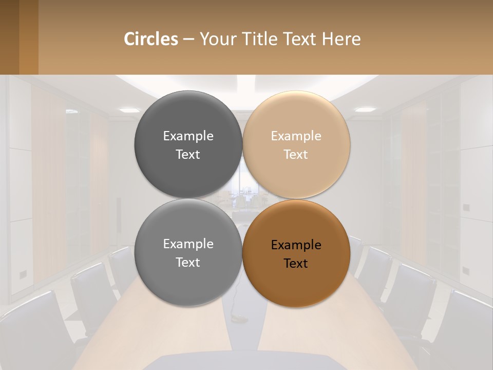 A Conference Room With A Long Table And Blue Chairs PowerPoint Template