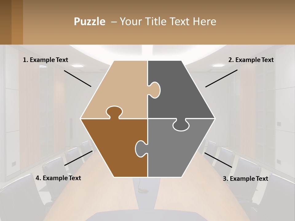 A Conference Room With A Long Table And Blue Chairs PowerPoint Template