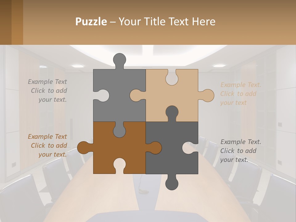 A Conference Room With A Long Table And Blue Chairs PowerPoint Template