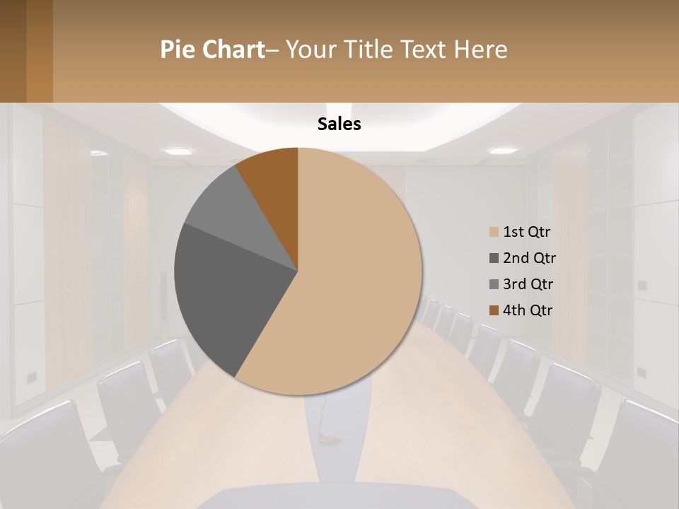 A Conference Room With A Long Table And Blue Chairs PowerPoint Template