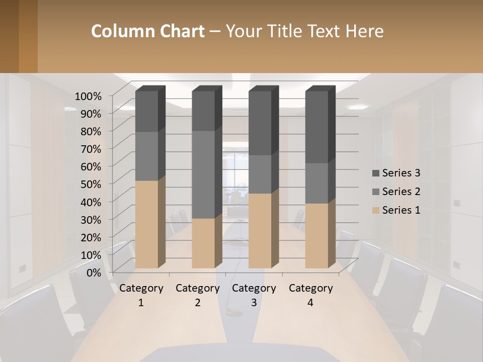 A Conference Room With A Long Table And Blue Chairs PowerPoint Template