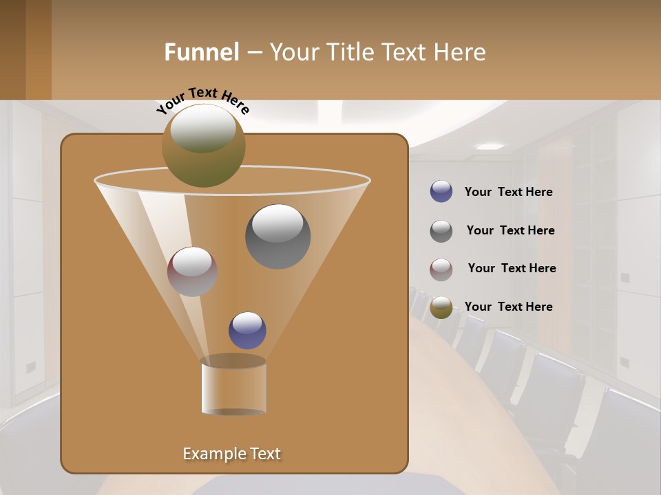 A Conference Room With A Long Table And Blue Chairs PowerPoint Template