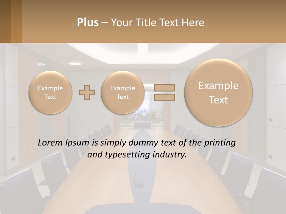 A Conference Room With A Long Table And Blue Chairs PowerPoint Template