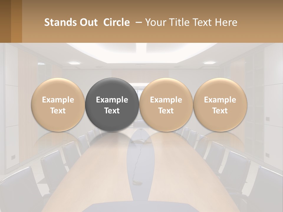 A Conference Room With A Long Table And Blue Chairs PowerPoint Template