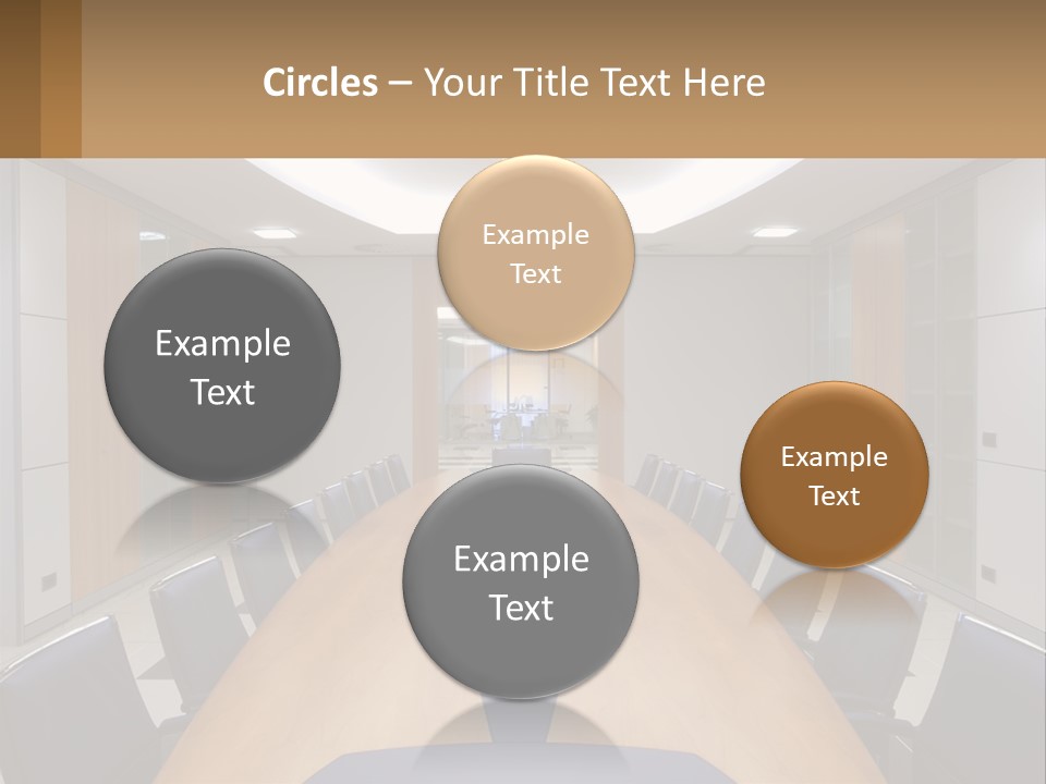 A Conference Room With A Long Table And Blue Chairs PowerPoint Template