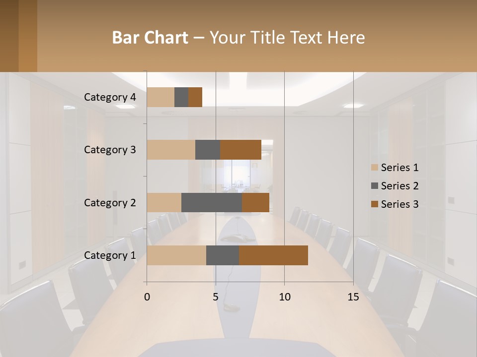 A Conference Room With A Long Table And Blue Chairs PowerPoint Template