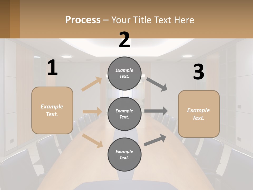 A Conference Room With A Long Table And Blue Chairs PowerPoint Template