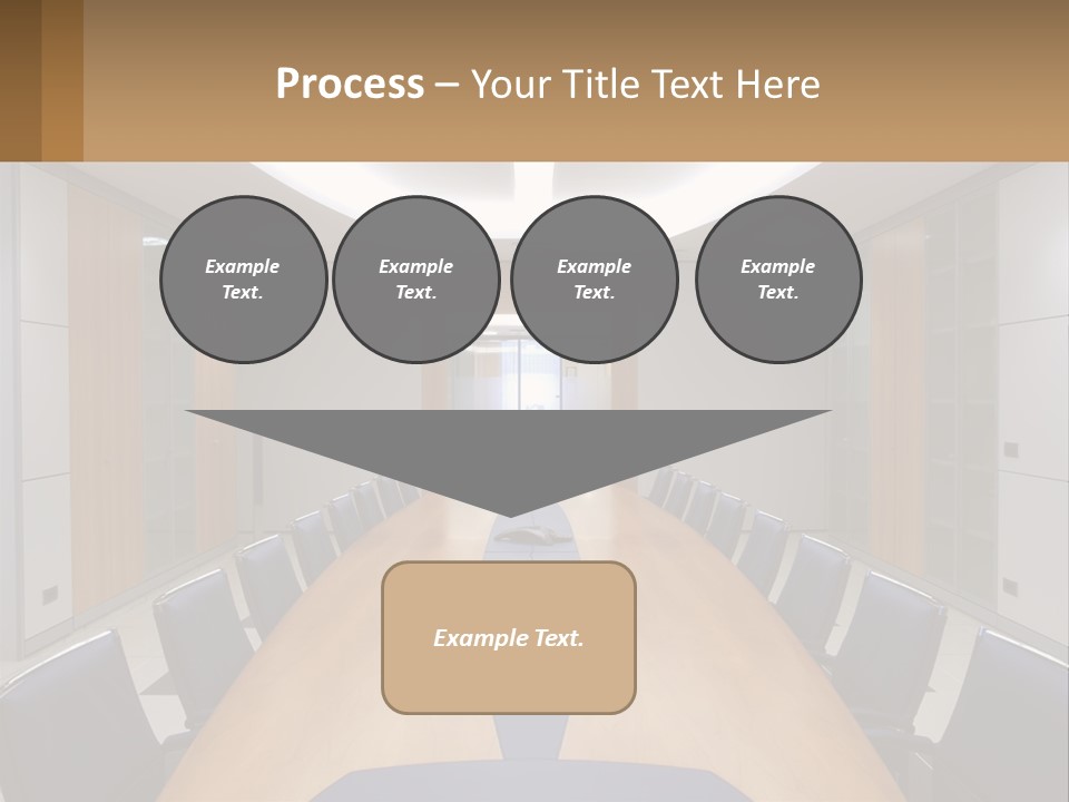 A Conference Room With A Long Table And Blue Chairs PowerPoint Template
